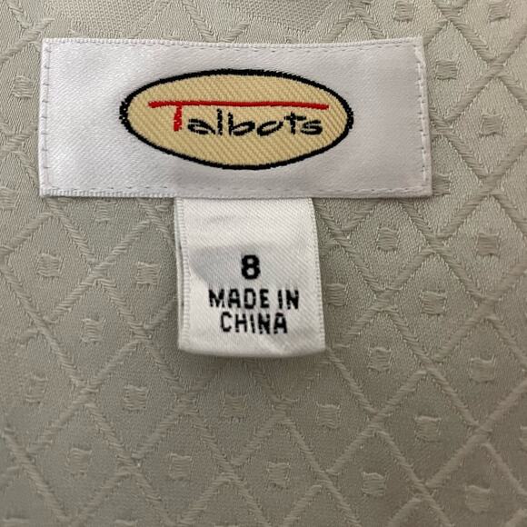 Talbots Shimmery Champagne Ivory Silver Floral Jacquard Long Line Jacket Size 8 - Picture 6 of 8